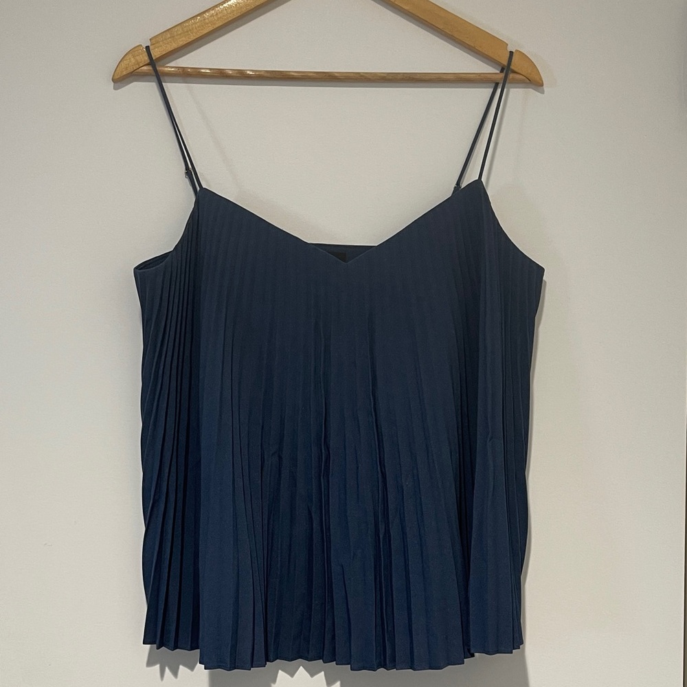Club Monaco Navy Blue Pleated Women's Top